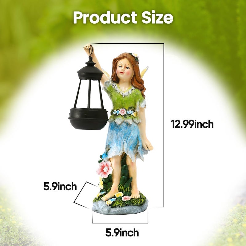Pohabery Fairy Garden Statue Solar Garden Fairy with Lantern Light Outdoor Decoration Waterproof Solar Sculpture for Patio Yard Lawn Gift for Mom Grandma - Image 4
